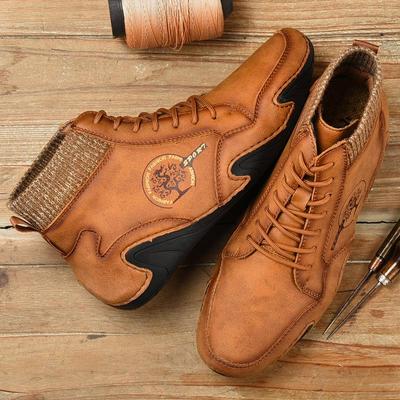 38-48Autumn /winter High -top Men's Shoes Octopus Men's Large Size Socks Boots Fashion Retro Casual Leather Boots