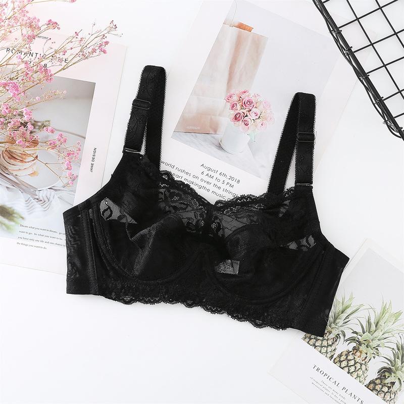 Full Size Thin Underwire Bra for Large Breasts No Cotton Thin Lace Underwear