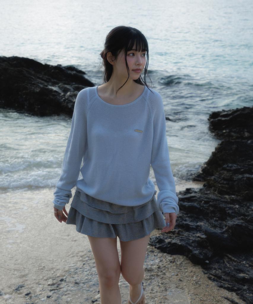 ROSEFRANTZ Boatneck Sheer Basic Knit [Sky Blue]