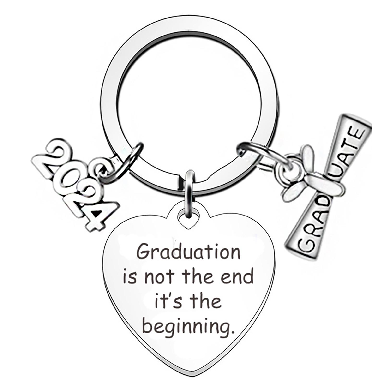 

Stainless Steel Graduation Keychain Engraved Key Rings Graduation Key Holder Gift for College Graduated Student E