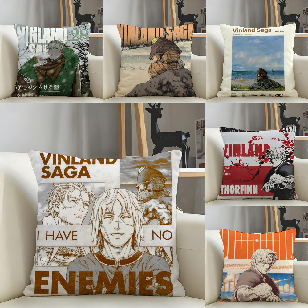 Cartoon Comic V-Vinland Sagapc 3 Pillow Case Natural Linen Pillow Case Double-Sided Decor Sofa Pillowcase Home Decor