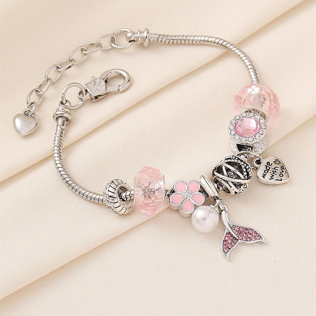 Mermaid Tail Beaded Bracelet With Crystal Accents For Girls Giftgiving