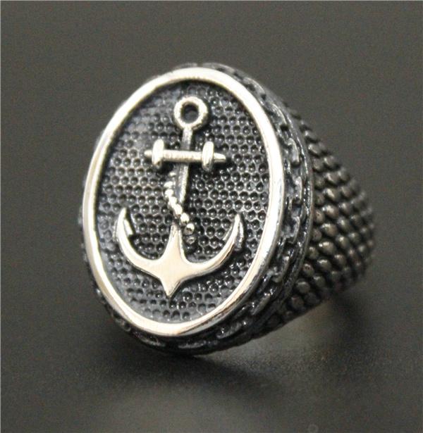 Drop Ship Size 7-14 Cool Iron Chains Anchor Ring 316L Stainless Steel Man Fashion Golden Anchor Ring 7 серебряный