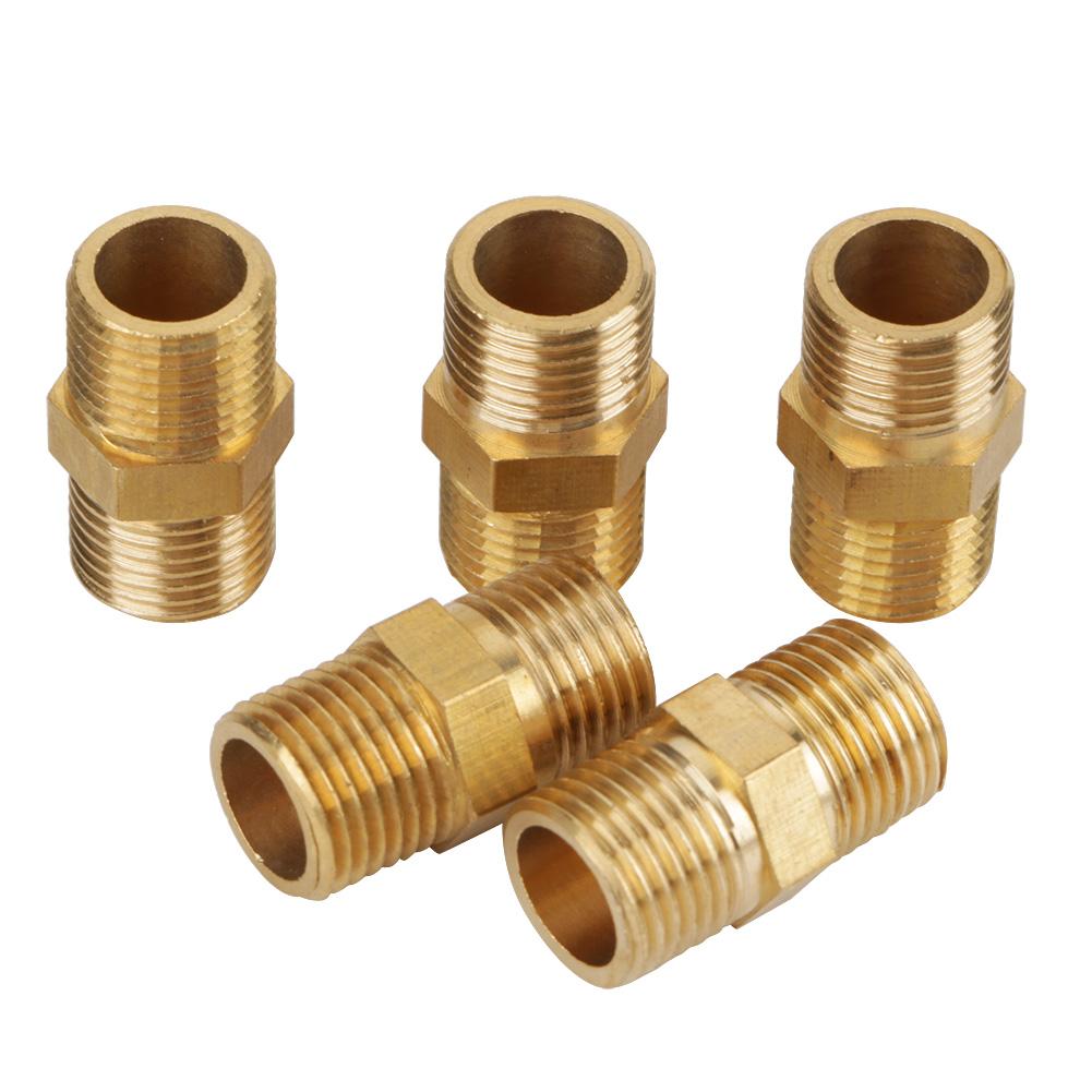 20 Pcs 18 BSP To 18 BSP External Thread Brass Pipe Hex Nipple Fitting Quick Adapter