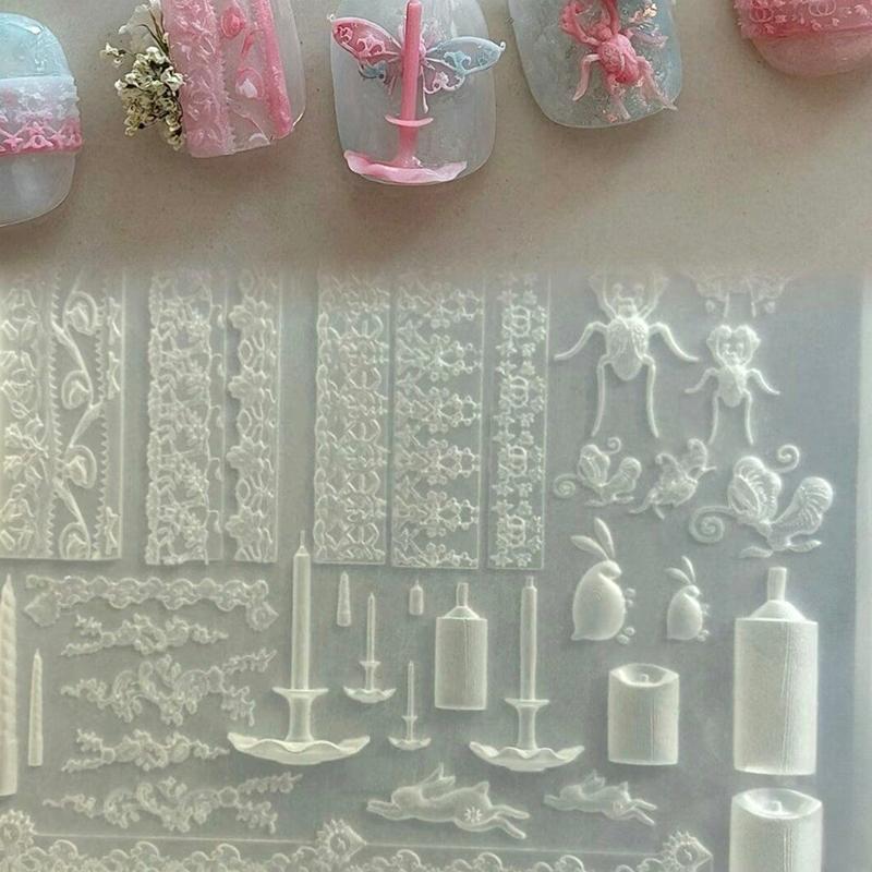 French Lace Nail Mold Silicone 3D Fantasy Nail Art Decoration DIY Design Transparent Manicure Template Sweet Butterfly Nail Mold