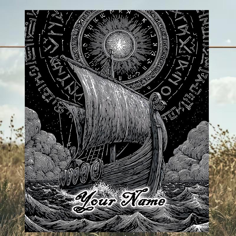 1PC Custom Name Ship Journey Outdooor Flannel Blankets Patterns Throw Blanket All-Season Soft Gift for Couch, Bed, Camping Gifts