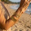 Bold Vintage Wide Geometric Striped Stainless Steel Cuff Bangle for Women Sculptural Wavy Butterfly Bracelet Aesthetic Jewelry