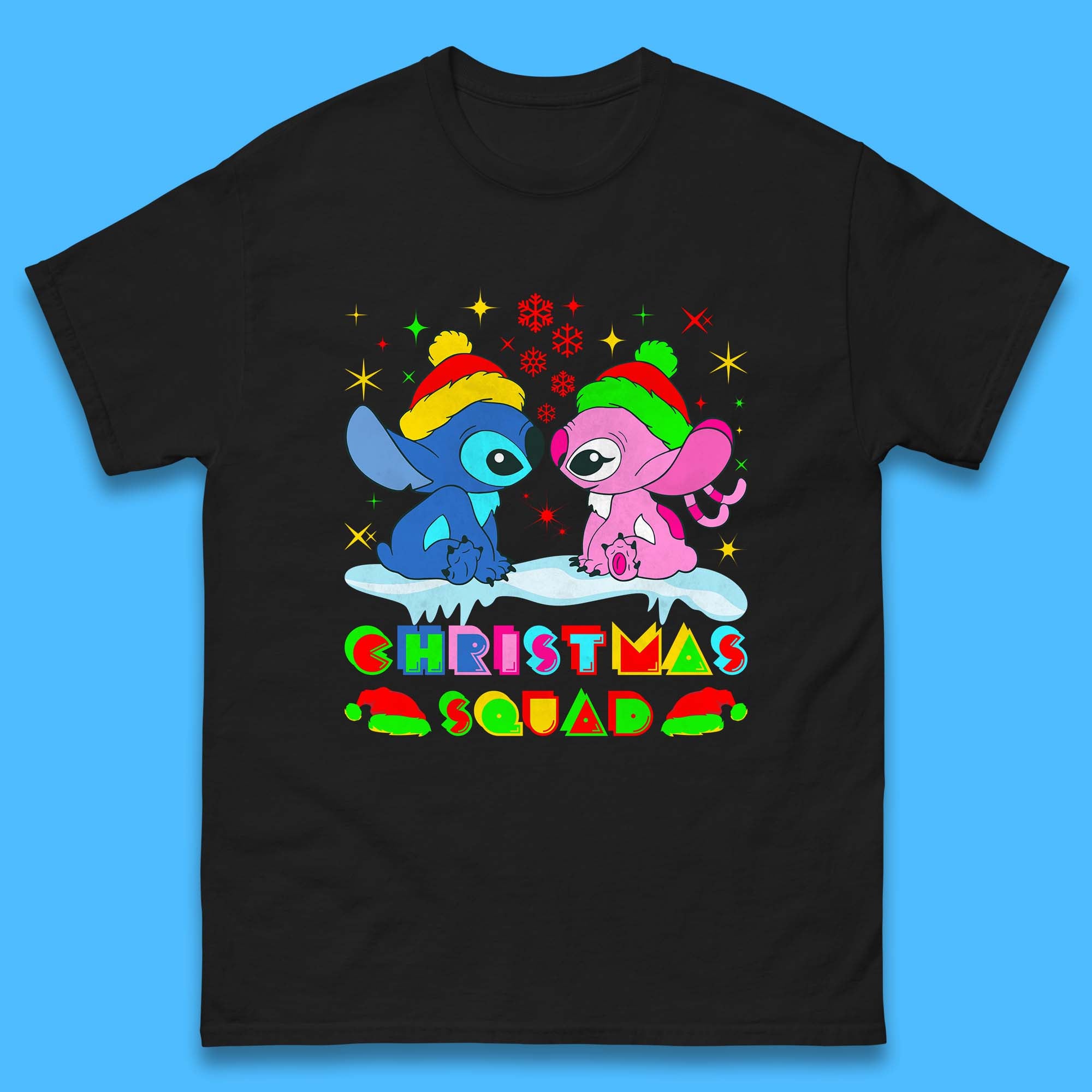 Stitch And Angel Christmas Squad Mens T Shirt Womens Tops Tees Christmas Top M