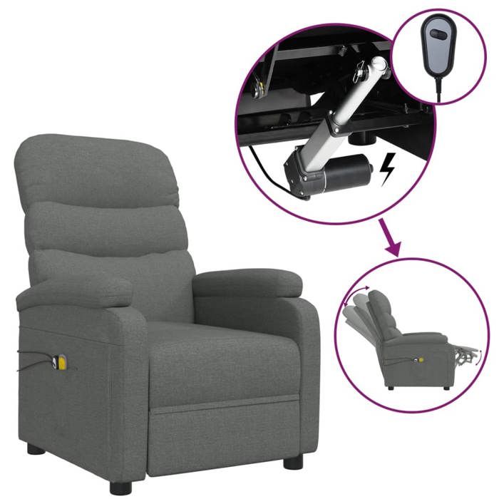 Fauteuil de massage électrique - MAISON EXCLUSIVE - 1 place - Gris foncé - Tissu - 6 points de massage