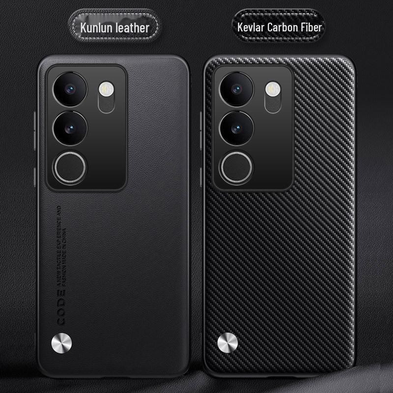 New Protective Cover for Vivos17Pro, S16e, S15, and S12 with Kevlar Anti-fall Feature In Official Plain Leather Design.