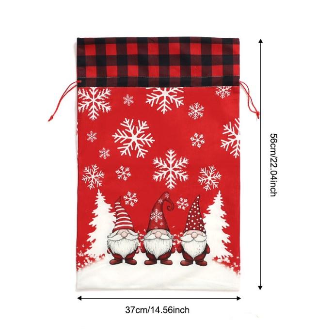 Drawstring Closure Large Christmas Present Bag Flannel Print for For FOREST Santa Kids Holiday Use 37 by 56 Centimeters