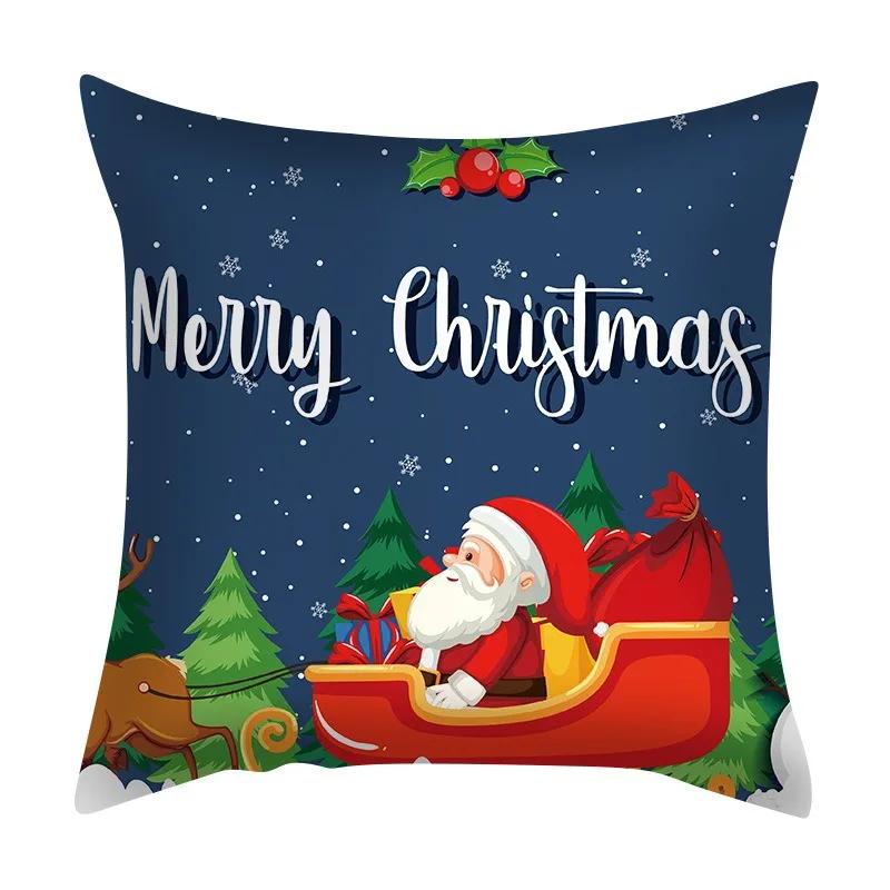 Christmas Set Luxury Home Decor Santa Claus Pattern Fashion Pillow Office Seat Cushion Cover