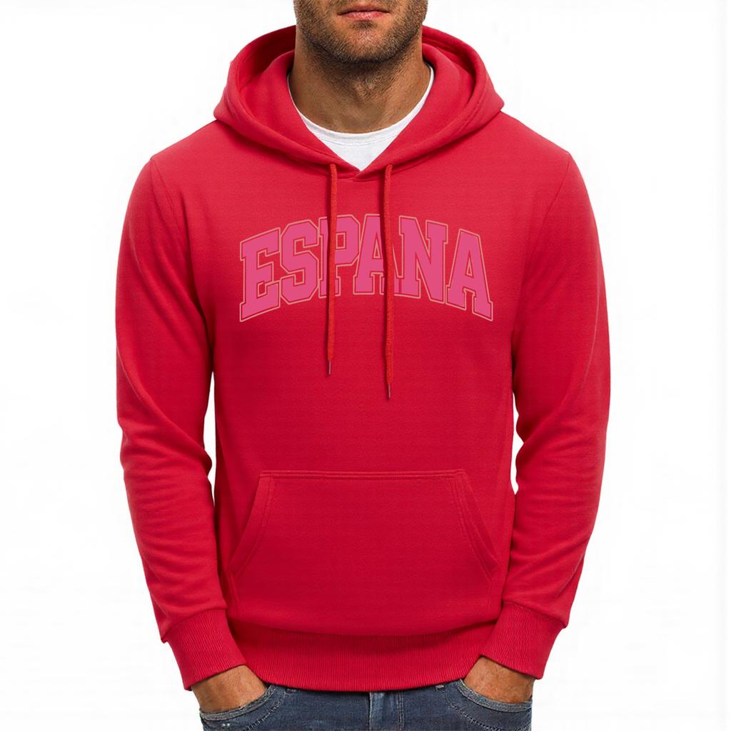 España Letter Classics Prints Hoody Men Casual Oversized Pullover Autumn Fashion Hoodies Multicolor Pocket Male Sportswear