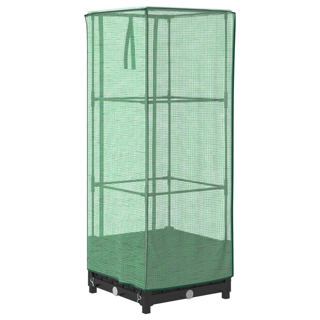 Vidaxl Raised Planter with Greenhouse, Rattan Look, 40X40X123 Cm