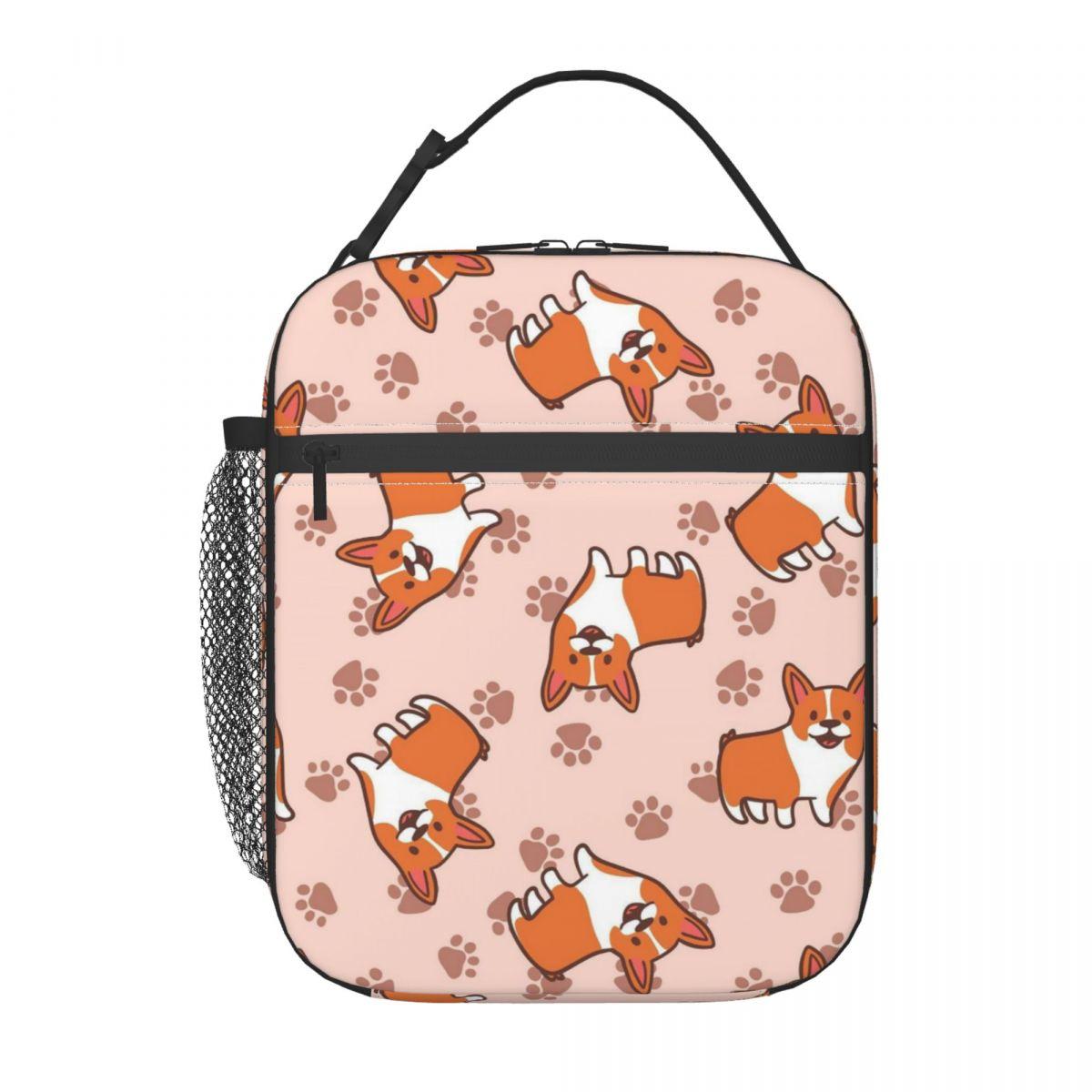 

Cute Corgis And Footprint Insulated Lunch Bag for Women Office Cooler Thermal Food Box Tote Portable Lunch Boxes Container One Size
