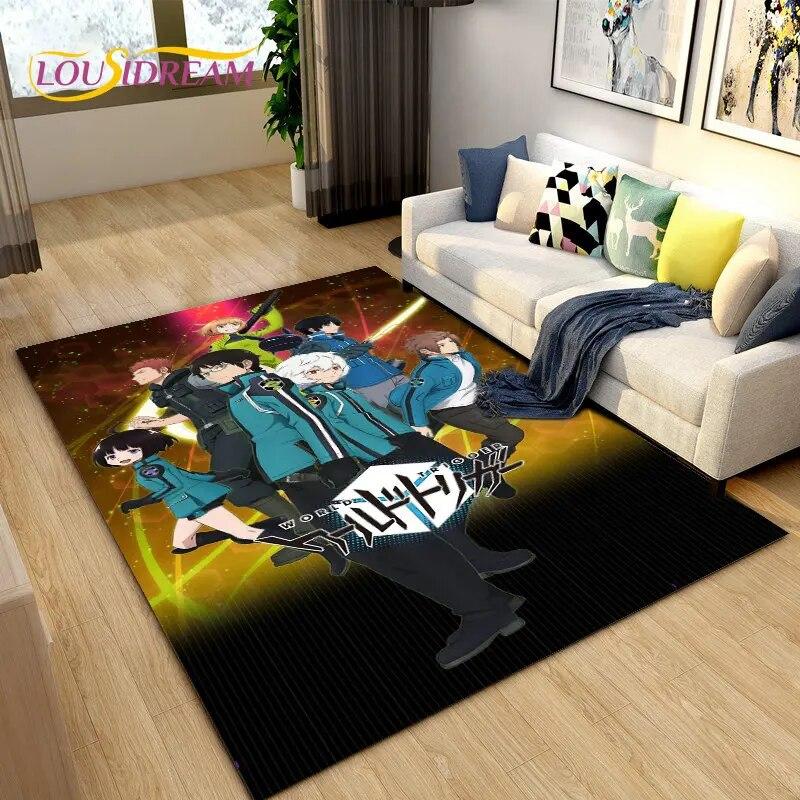 Tapete de área de desenho animado World Trigger Anime, tapete de carpete para sala de estar, quarto, sofá, capacho, decoração, crianças brincam, tapete de chão antiderrapante