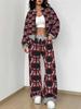 Stripe Explosion Autumn and Winter New European and American Women's Clothing Smudge Printing Suit Women