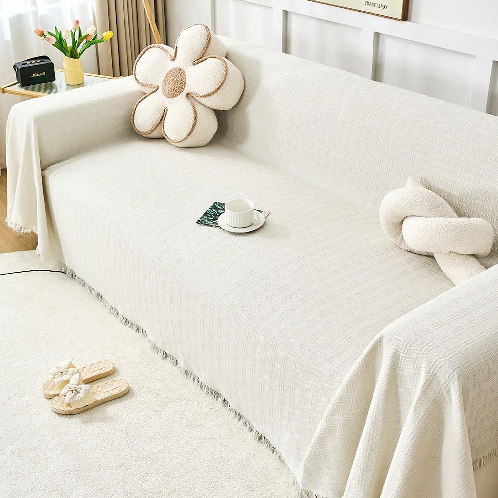 1PC Cotton Blend Woven Sofa Cover for Loveseat Recliner Sofa Bed Washable Thick Breathable Fabric Living Room Bedroom