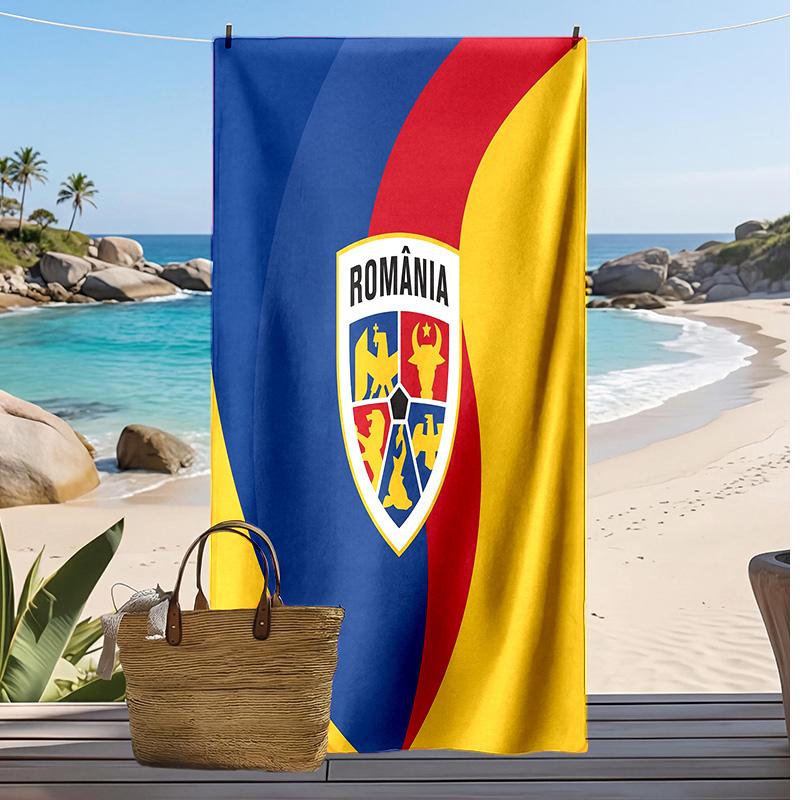 Romania Football Print Beach Towel Quick Dry Super Absorbent Soft Bath Towel for Swimming Beach Travel Fan Souvenir Gift