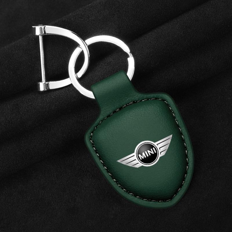 

Leather for Mini Cooper JCW R50 R52 R53 R55 R56 F54 F55 F56 F60 CLUBMAN COUNTRYMAN Car Shield Keychain Style Key Holder Pendant for MINI