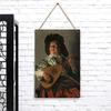 Vintage Court Style Lute Player Metal Tin Painting European Classical Home Decor Living Room Wall Art Hanging
