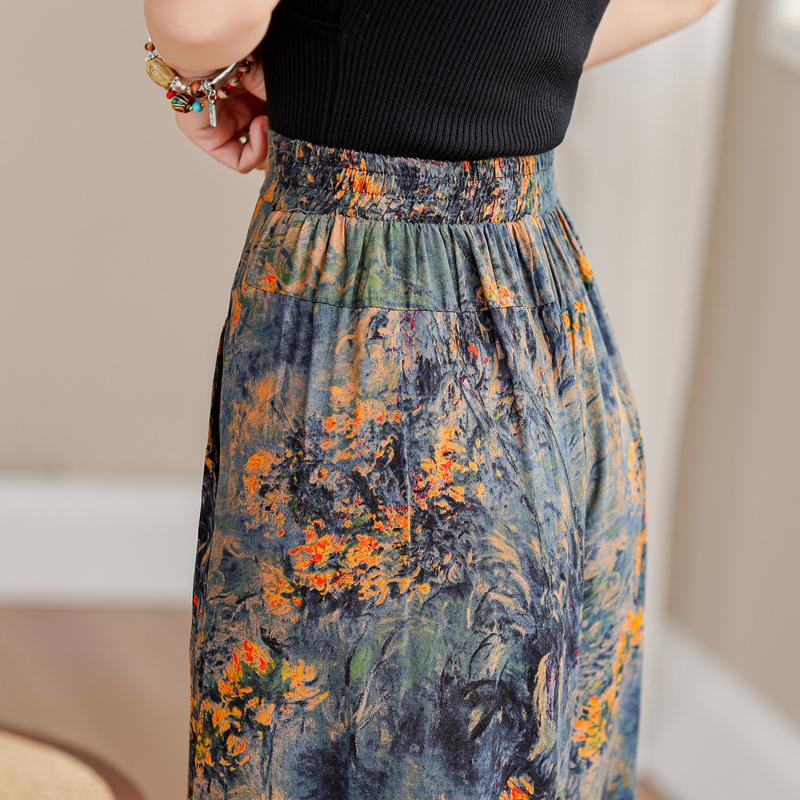 Summer Plus Size Wide Leg Pants Women Loose Bohemian Summer High Waist Trousers Women Bottoms XL-5XL