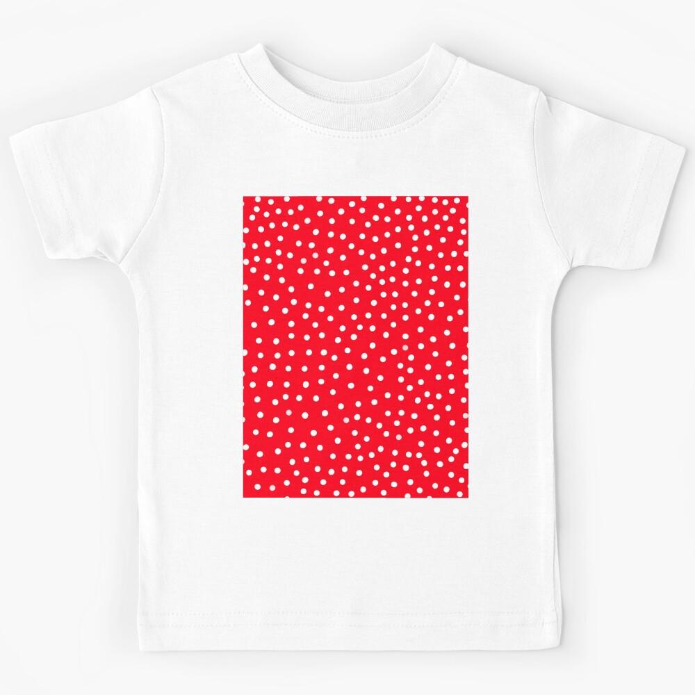 White Polka Dot Spots on Red Pattern Kids T-Shirt 140