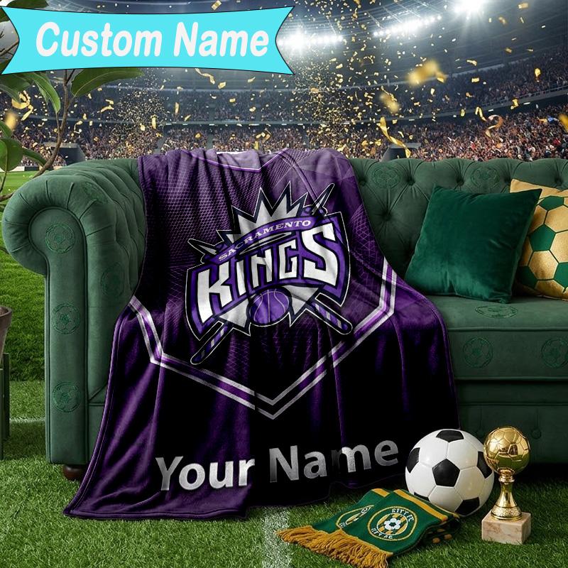 Custom Name Blanket Sacramento Basketball Logo Blanket Bedding Blanket for Travel, Camping, Living Rooms, Offices, Sofas, Fan Christmas gift
