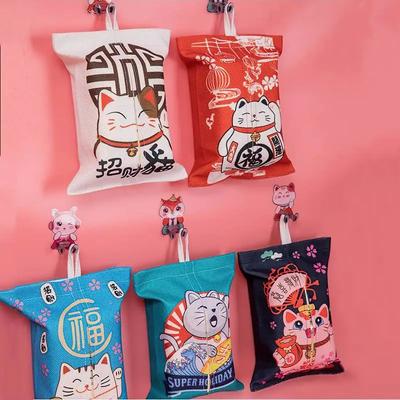 Tissue Bag Box Container Cotton and Linen Lucky Cat Car Towel Napkin Papers Dispenser Holder Case Table Decoration Home Supplies