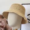 Laffite Straw Bucket Hat Breathable Hollow Design Outdoor Sun Hat Summer Fashion Accessory
