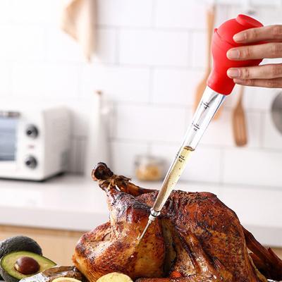 Silikon-Bratspritzen für Truthahn mit Messmarkierungen zum Kochen. Unverzichtbares Thanksgiving-Werkzeug für aromatisches Fleisch. Große Reinigungsbürste für den Pumpenkopf.