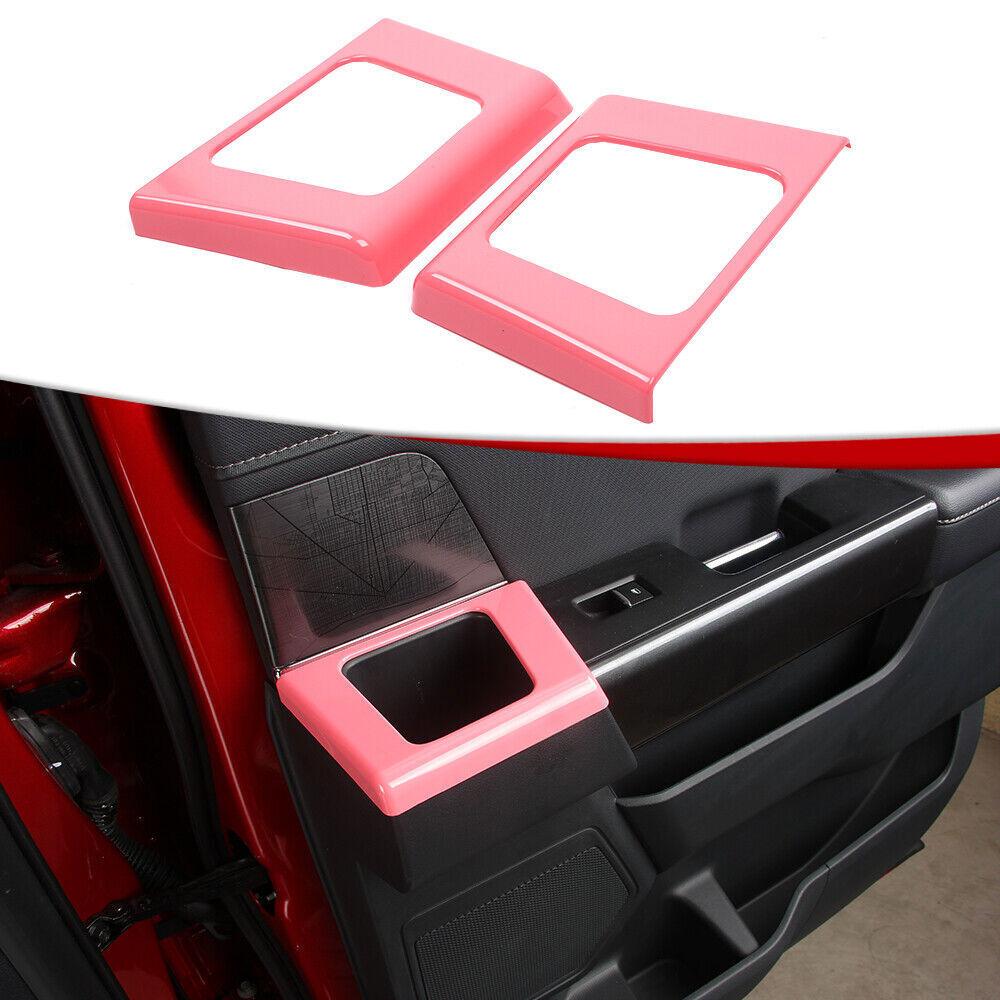 Interior Rear Door Handle Cup Holder Panel Trim Bezels For Ford F150 2021+ Pink