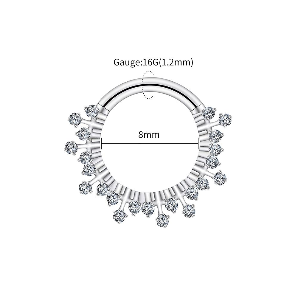 

Right Grand ASTM F136 Titanium 16G CZ Hinged Clicker Segment Hoop Ring Sunburst CZ Daith Earring Septem Nose Piercing Jewelry