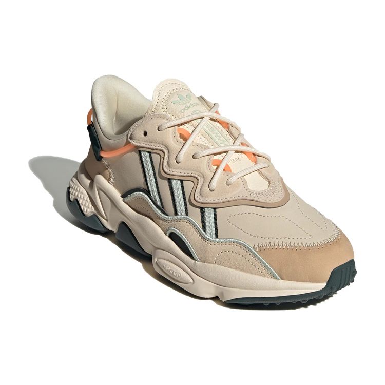 Adidas Originals Ozweego Leather Fabric Retro Sports Comfortable Slip Resistant Durable Low Top Lifestyle Casual Shoes Women sneaker Beige IE1579