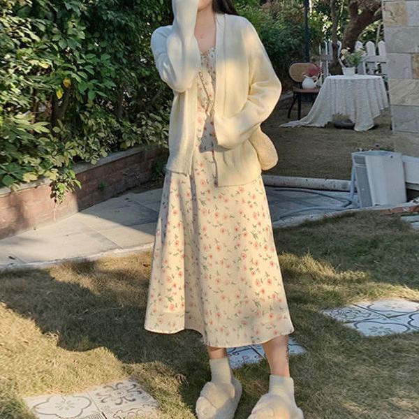 Casual Dress Gentle Floral Halter Dress Thin Section of A Hundred with Thin Sleeveless Dresses