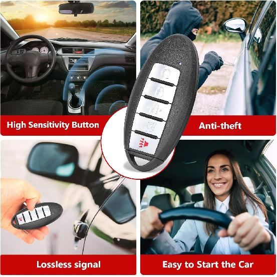 Smart Remote Key Fob Replacement for Nissan Rogue 434MHz 4A Chip FCC ID: KR5TXN4, Continental: S180144507, P/N: 285E3-6RR7A