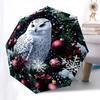 1pc Snowy Owl Festive Christmas Ornament with Automatic Opening Folding Design, 3-Fold Iron Frame Outdoor Umbrella, Perfect Gift for Fans, Travelers,
