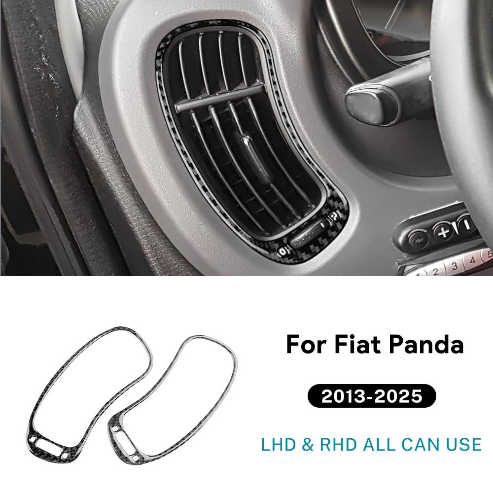 Real Soft Carbon Fiber Sticker For Fiat Panda 2013-2019 2020 2025 2025 2025 2025 2025 LHD RHD Car Air Outlet Instrument Panel