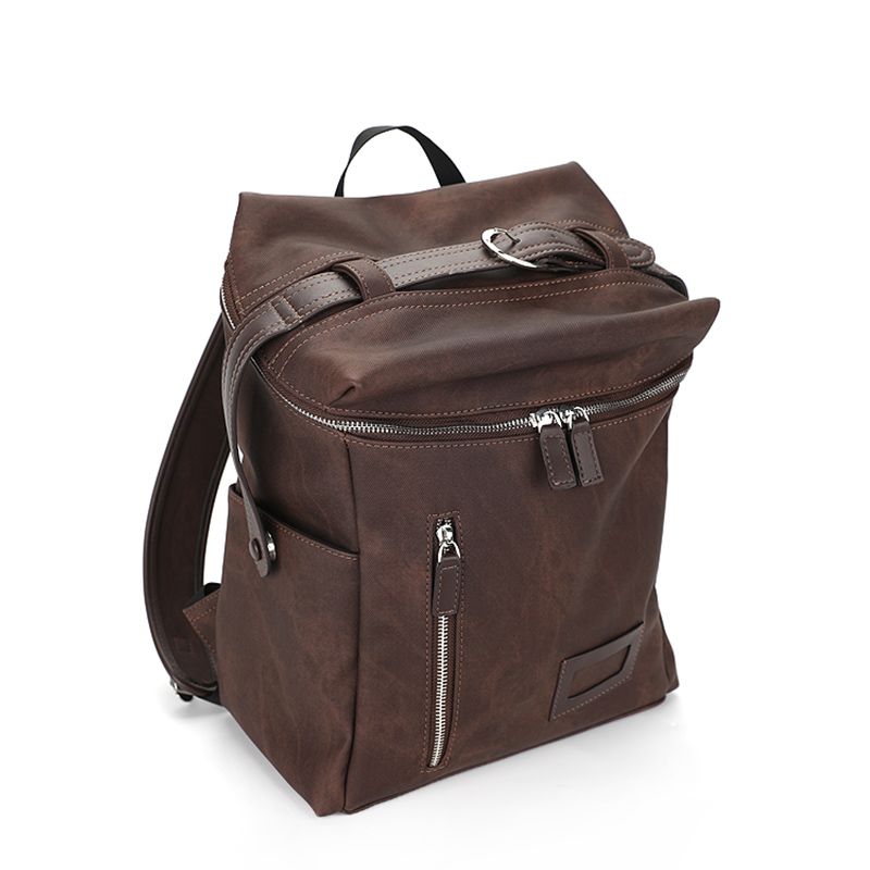 

Simple/Original Carnot Dark Brown Backpack Lightweight Contrast Color Belt Buckle Work Clothing Large Capacity Computer Bag Backpack Deep Cafe Brown Reservation
