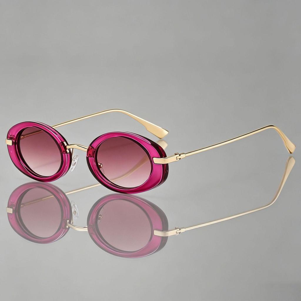 Occhiali da Sole Ovali Retro Transfrontalieri: Stile Europeo & Americano Telaio in Metallo alla Moda Sfilata di Moda 89261