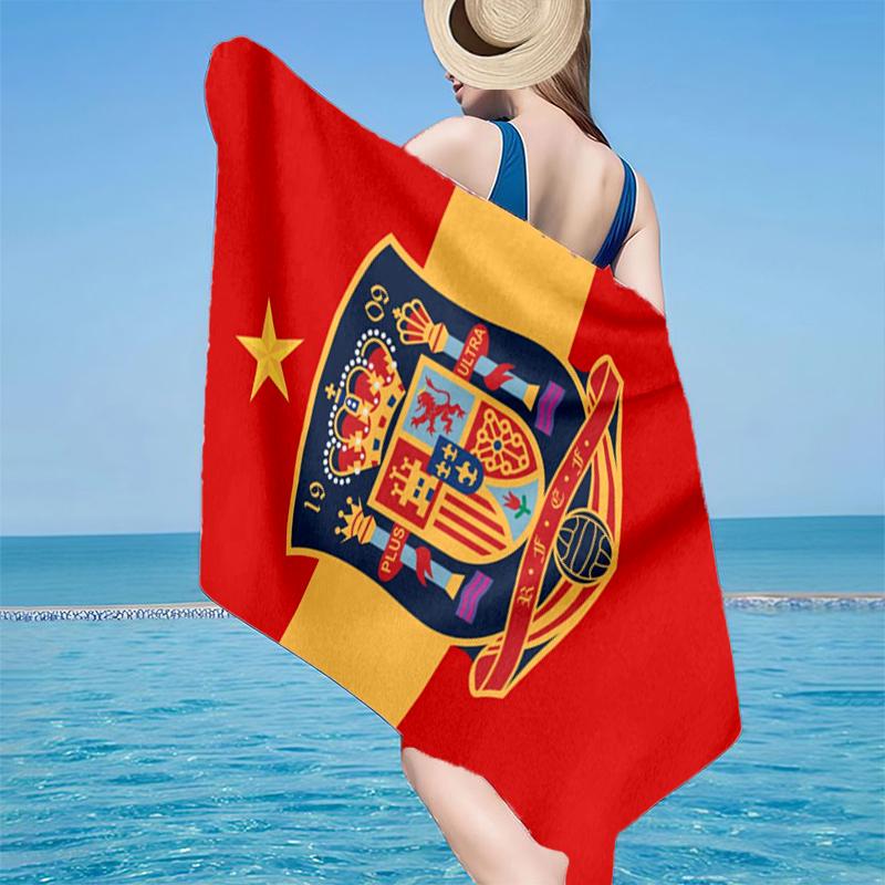 Asciugamano da Spiaggia con Stemma Calcio Spagnolo, Microfibra Super Morbida, Regalo per Lei/Lui, Compleanno, per Piscina, Spiaggia, Viaggio, Decorazione Casa Regali per Fan