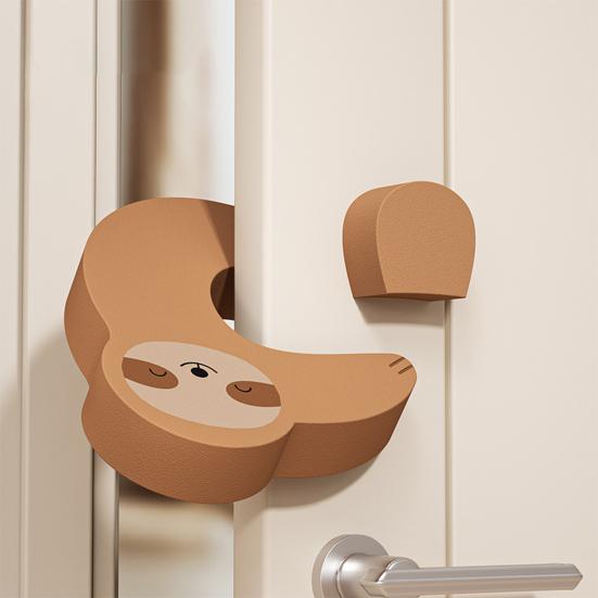 Door Pinch Guard Cute Animal Designs Door Slam Stopper with Adhesive Shock Absorption Wall Protector Door Stopper for Baby Safety