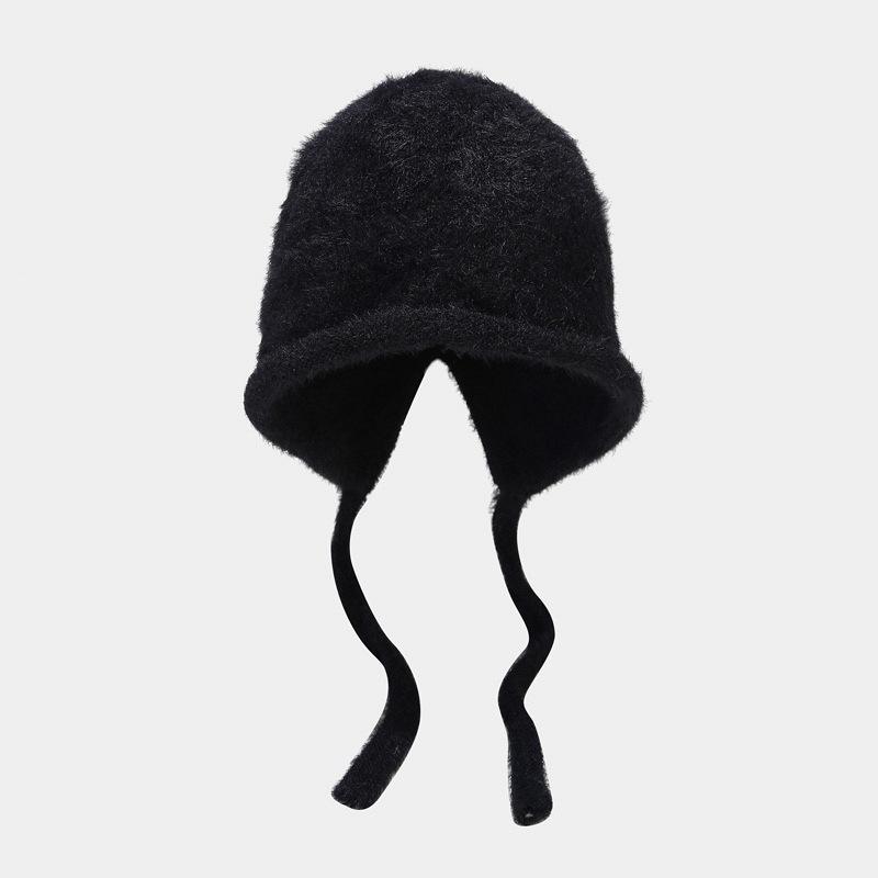 

Высококачественная однотонная литературная плюшевая шапка-бини ручной вязки, детская теплая шапка для защиты ушей на осень и зиму, модная шерстяная шапка average size