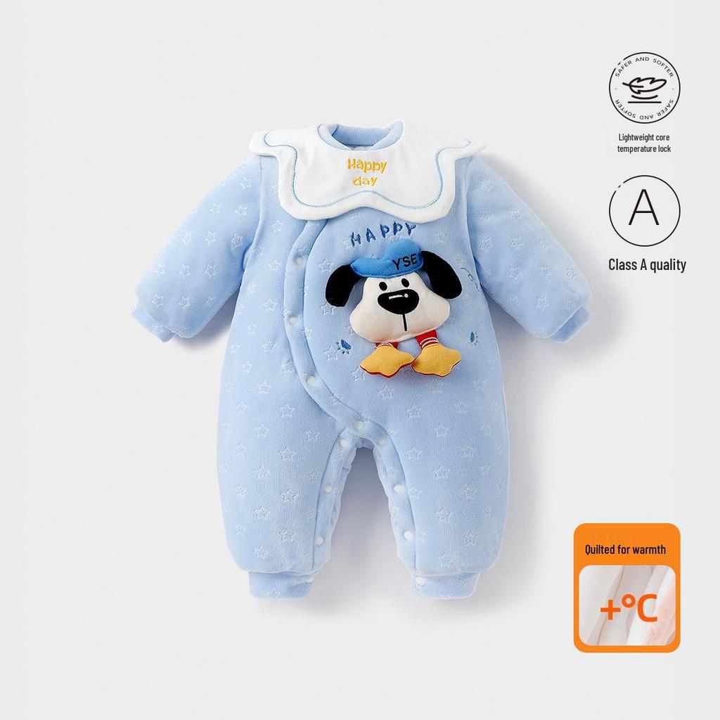 Super süßer Samt-Baby-Strampler: Wintergefütterte, dicke Baumwolljacke für Jungen und Mädchen