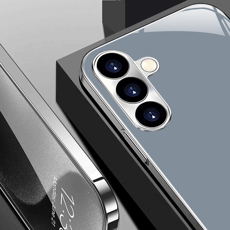 Ultra simple wind power silver plated glass phone case suitable for Samsung GalaxyS26 S25 S24 S22 S21 S20FE Ultra Plus anti drop