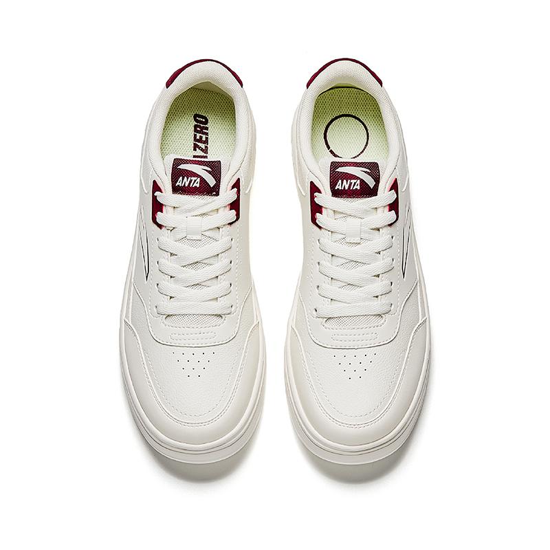 Anta Classic Minimalist Versatile Durable Low-Top Skate Shoes Men Sneakers White Red 912538005-1