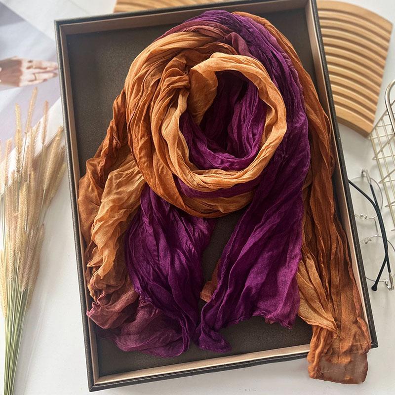 Damen Koreanischer Warmer Baumwoll-Leinen Farbverlauf Schal Herbst Winter Elegantes Vielseitiges Jacken-Nackentuch Langes Weiches Schal Modeartikel