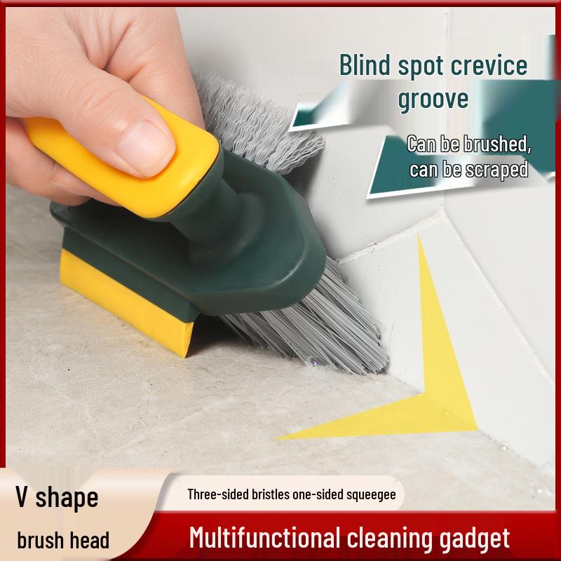 Multifunctional Household Crevice and Floor Brush with Scraper for Bathroom Cleaning