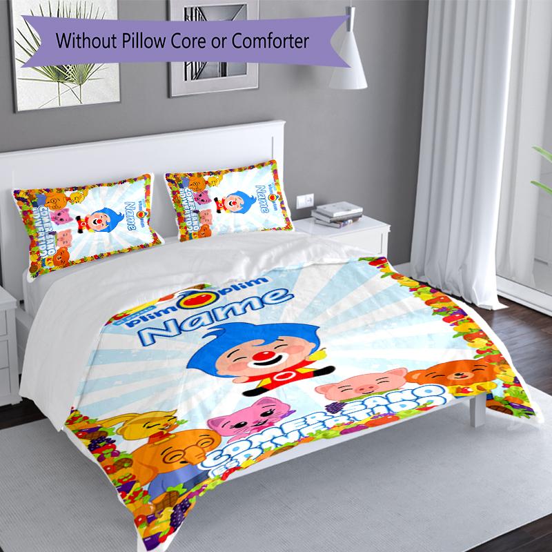 3pcs Custom Name plim plim Bedding Set,Includes 1 Duvet Cover and 2 Pillowcases,All-season Bedroom Decor