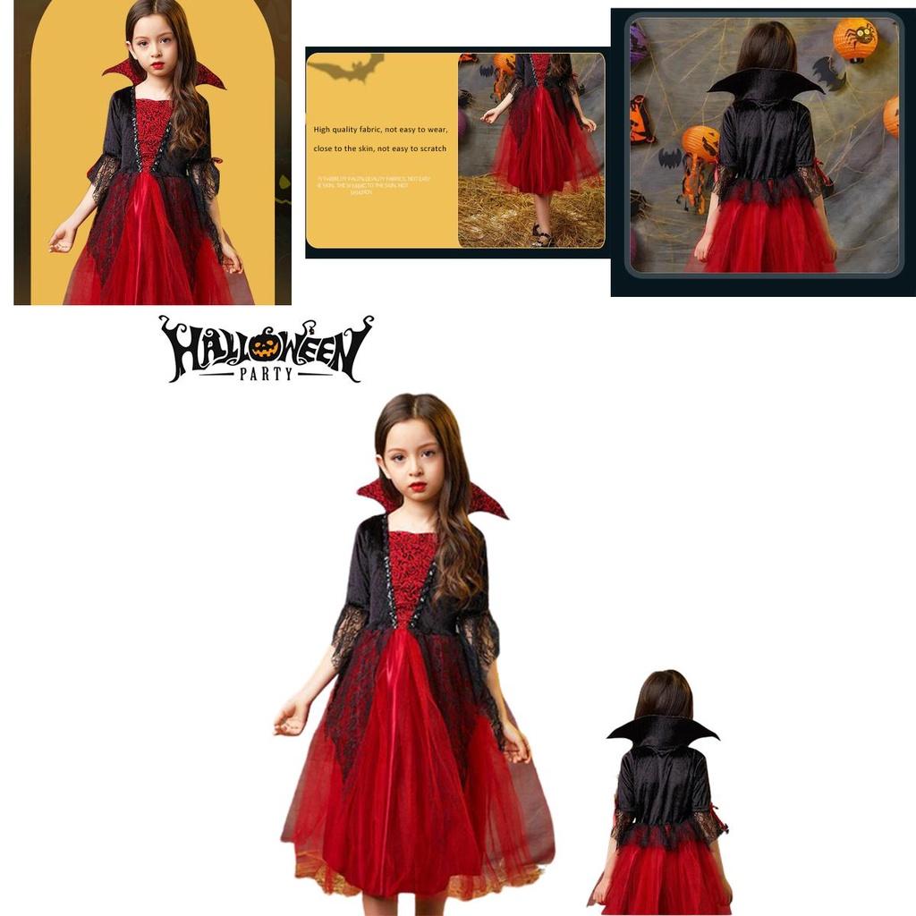 Kinder Halloween Böser Vampir Cosplay Kostüm Roter Tüllrock Kostümparty